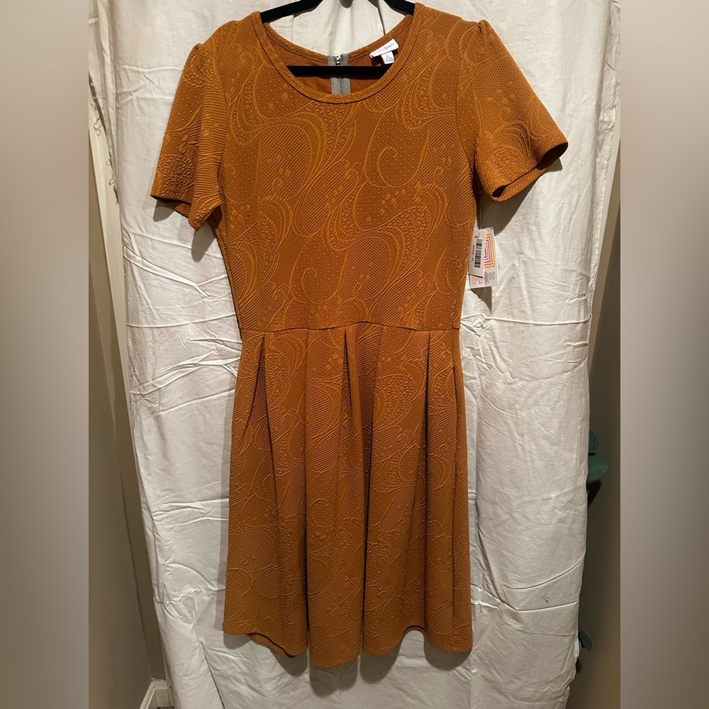 LuLaRoe XL Amelia Dress mustard yellow NWT